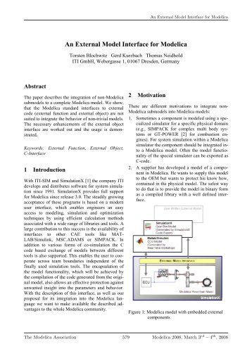 An External Model Interface for Modelica