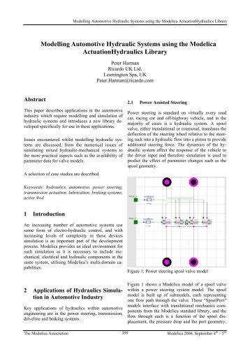 Modelling Automotive Hydraulic Systems using the Modelica ...