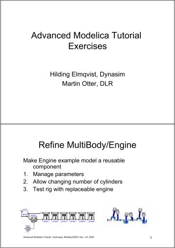Advanced Modelica Tutorial Exercises Refine MultiBody/Engine