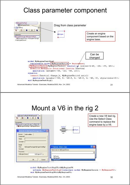 Advanced Modelica Tutorial Exercises Refine MultiBody/Engine