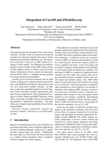 Integration of CasADi and JModelica.org - Automatic Control