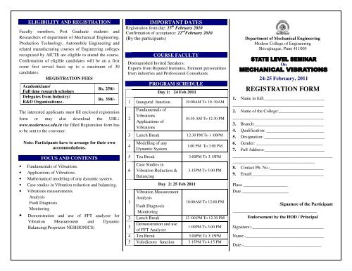 24-25 February 25 February, 2011 - Modern College of Engineering