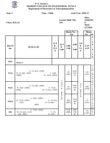 I Time - Table - PES Modern College of Engineering