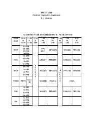 TIME TABLE Electrical Engineering Department T.E. Electrical ...