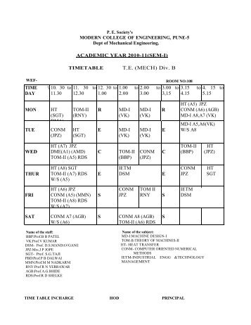 TE (MECH) Div. B TIME \ DAY 10. 30 to 11.30 11. 30 to 12.30 12. 30 ...