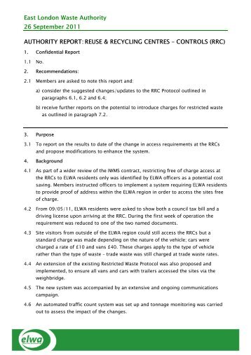 REUSE & RECYCLING CENTRES - Meetings, agendas, and minutes