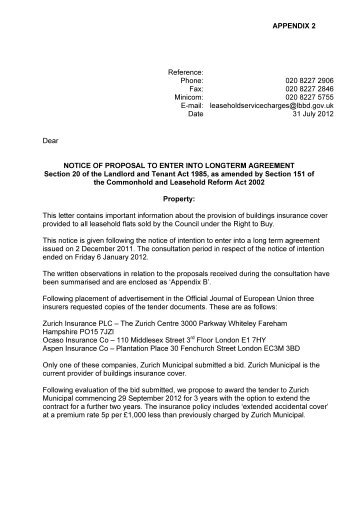 Leaseholder Property Insurance Contract Report