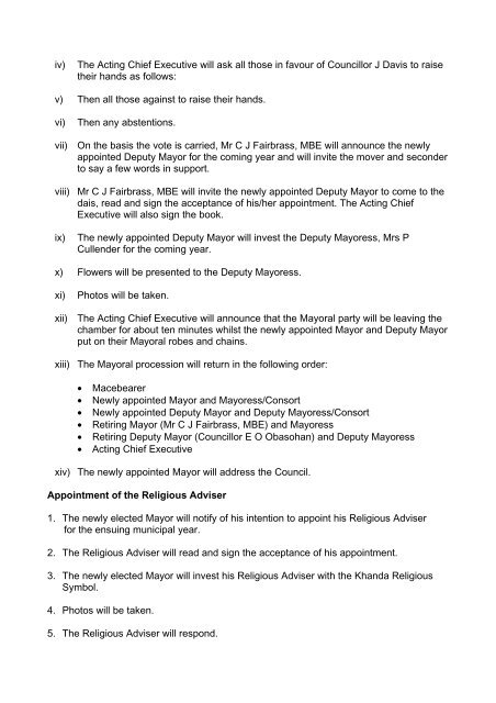 Appointment of the Mayor, Deputy Mayor and Religious Adviser PDF ...