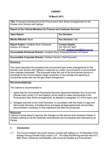 Proposed Amendments to the Procurement Gain Share ...