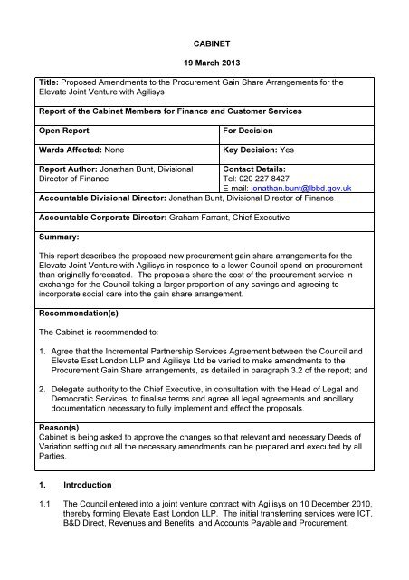 Proposed Amendments to the Procurement Gain Share ...