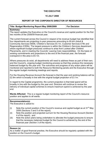 Budget Monitoring Report PDF 43 KB