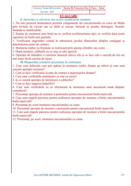 Curs SISTEME MECANICE - Modulul 5