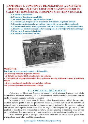 capitolul 1. conceptul de asigurare a calității, sisteme ... - Modulul 5