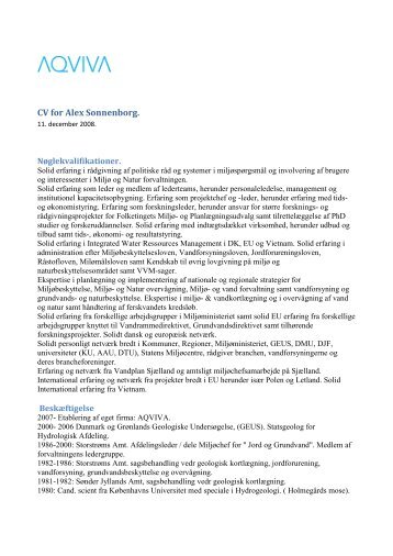 CV for Alex Sonnenborg. - aqviva