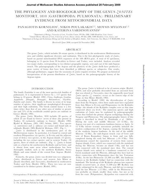 the phylogeny and biogeography of the genus zonites - Journal of ...