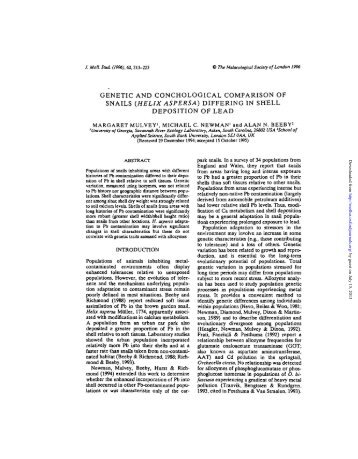 (helix aspersa) differing in shell deposition of lead - Journal of ...