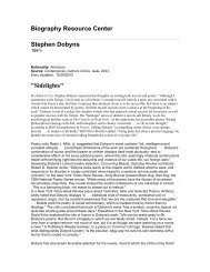 Biography Resource Center Stephen Dobyns 