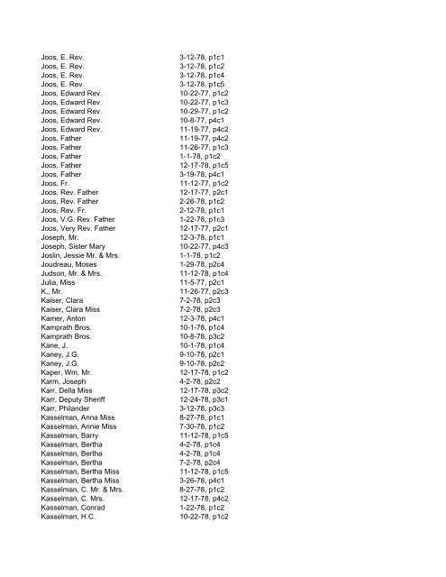 Itemizer Surname Index 1877 to 1878