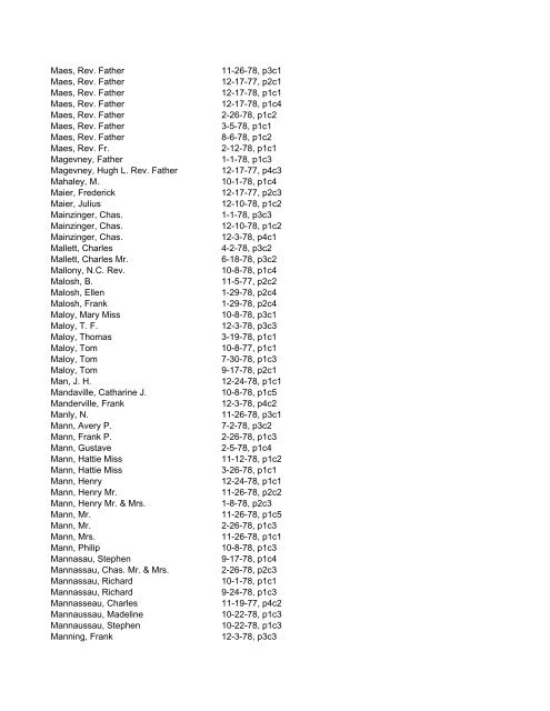 Itemizer Surname Index 1877 to 1878