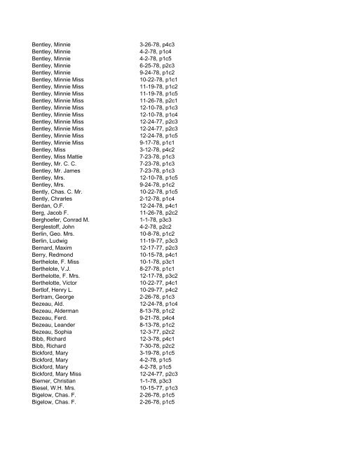 Itemizer Surname Index 1877 to 1878