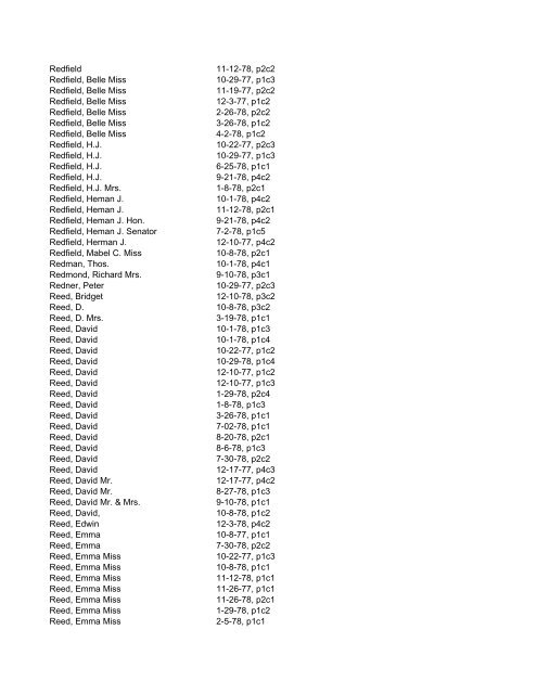 Itemizer Surname Index 1877 to 1878