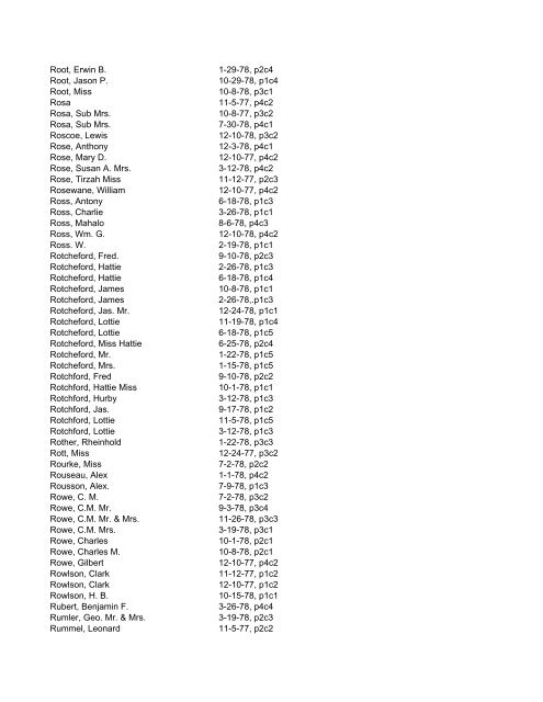 Itemizer Surname Index 1877 to 1878