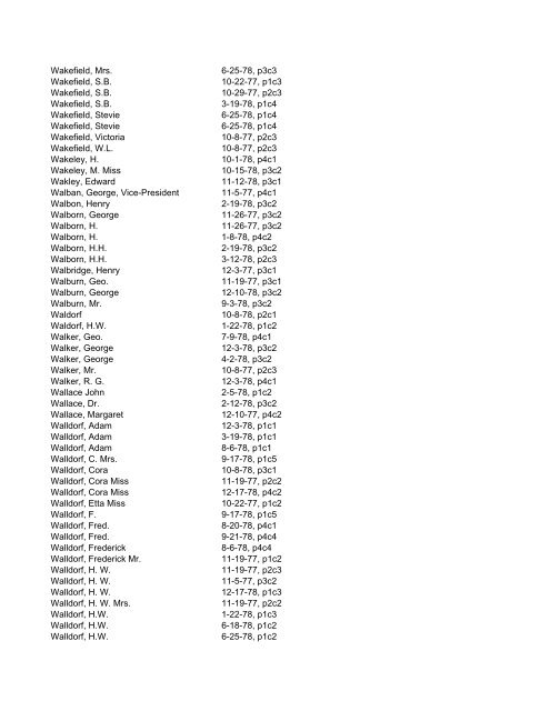 Itemizer Surname Index 1877 to 1878