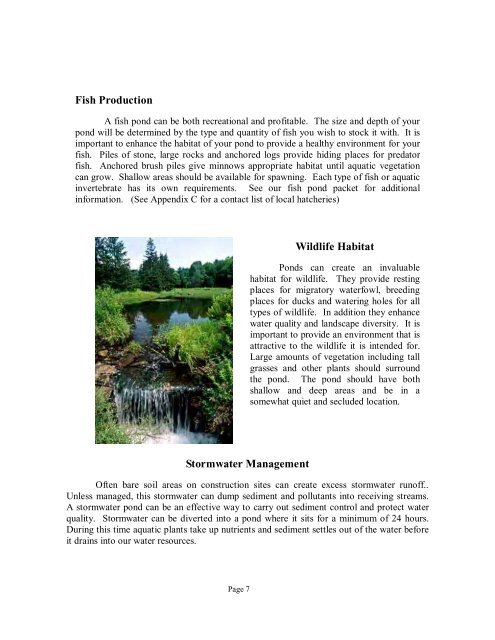 Pond Uses, Site Selection, Design, Construction, and Maintenance