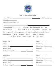 APPLICATION FOR ADMISSION Child's Full Name Birthday ____ ...