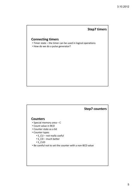 Step7 Basic operations, program blocks - DCE FEL ČVUT v Praze