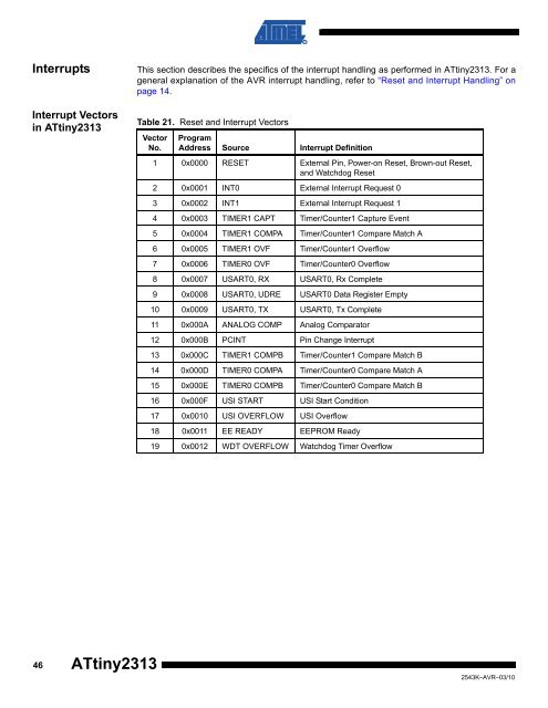 ATtiny2313 Datasheet - DCE FEL ČVUT v Praze