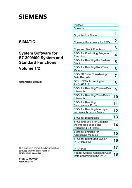 SIMATIC System Software for S7-300/400 System and Standard