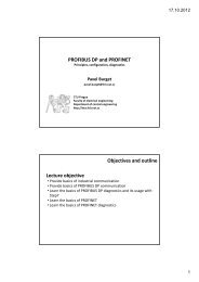 PROFIBUS DP and PROFINET Objectives and outline Lecture ...