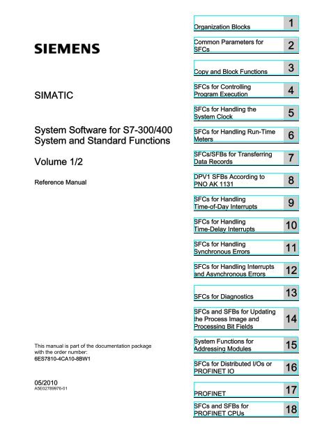 System Software for S7-300/400 System and Standard Functions ...