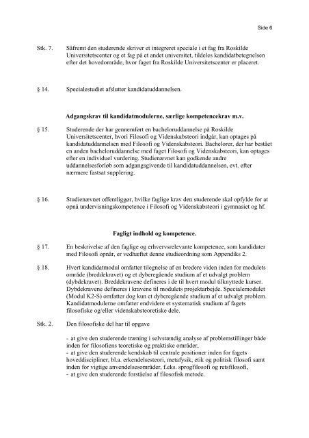 Studieordning for Filosofi og Videnskabsteori - ACE Denmark