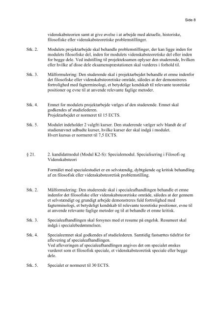 Studieordning for Filosofi og Videnskabsteori - ACE Denmark