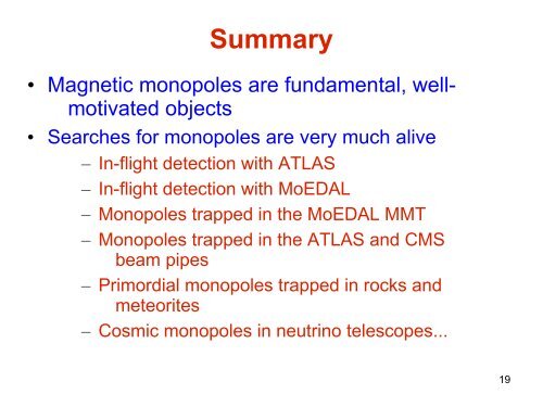 Magnetic monopoles at the LHC and in the Cosmos - Rencontres de ...