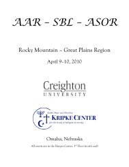 AAR ? SBL ? ASOR - Creighton University