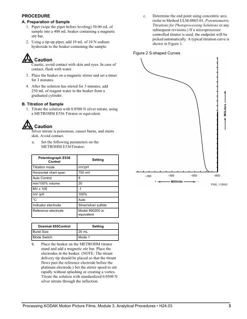 Processing kodak motion picture films, module 3 analytical procedures