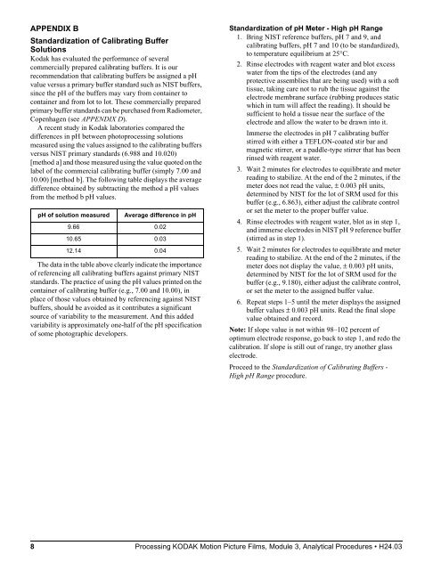 Processing kodak motion picture films, module 3 analytical procedures