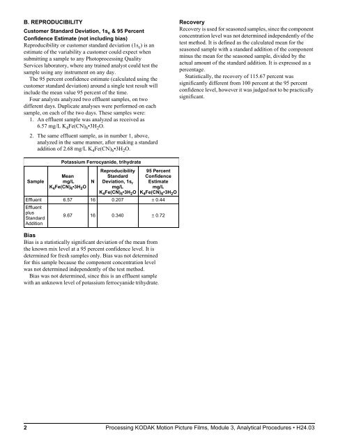 Processing kodak motion picture films, module 3 analytical procedures