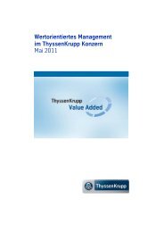 Wertorientiertes Management im ThyssenKrupp Konzern Mai 2011