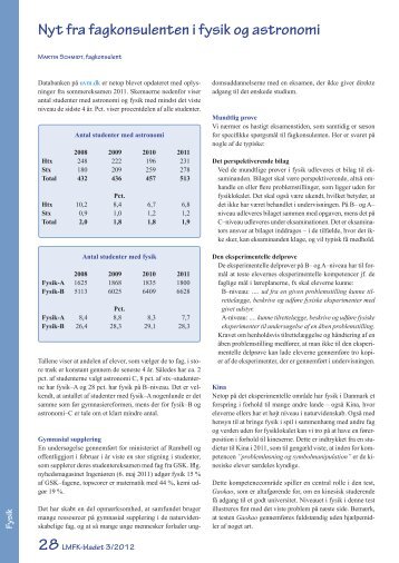 Nyt fra fagkonsulenten i fysik og astronomi - LMFK