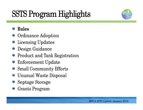 MPCA SSTS Update - MOWA