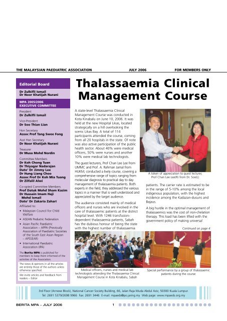 Berita Mpa July 2006 English Pdf 827 Kb Malaysian Paediatric