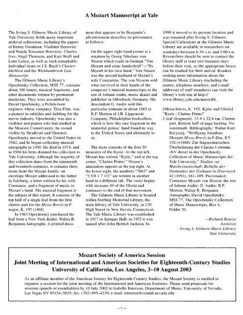 January 2002 - Mozart Society of America