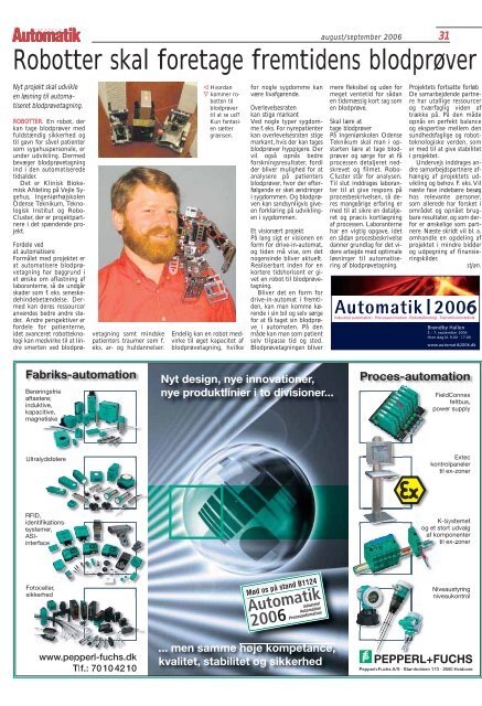 Videnskabsministeren åbner Automatik 2006 - Teknik og Viden