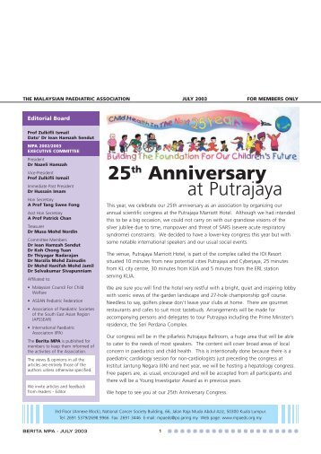 Berita MPA July 2003 (English - pdf - 642 Kb) - Malaysian Paediatric ...