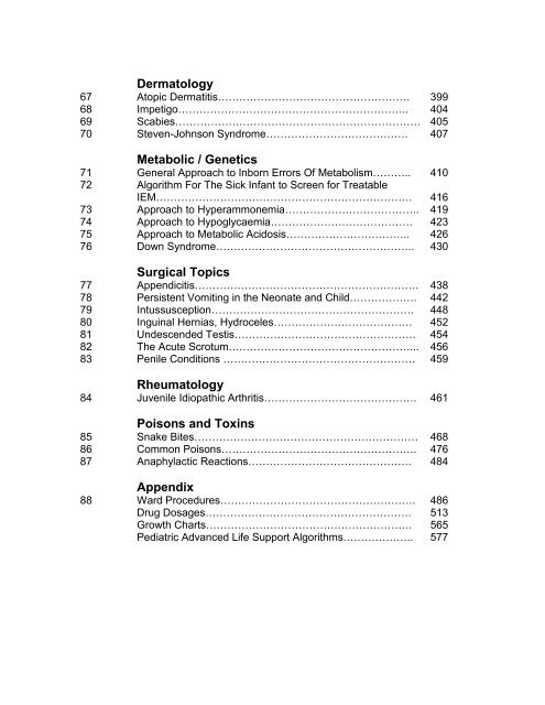 Contents Chapter Topic Page Neonatology Respiratory Cardiology