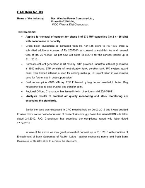 List of Cases to be submitted before 2nd Consent Appraisal ...